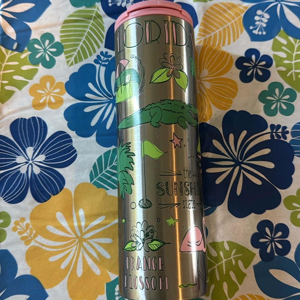 Starbucks Florida Tumbler - Silver and Pink